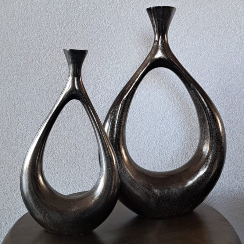 Aluminium Vaas / Ornament antique nikkel H37