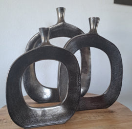 Aluminium Vaas / Ornament antique nikkel H57 cm