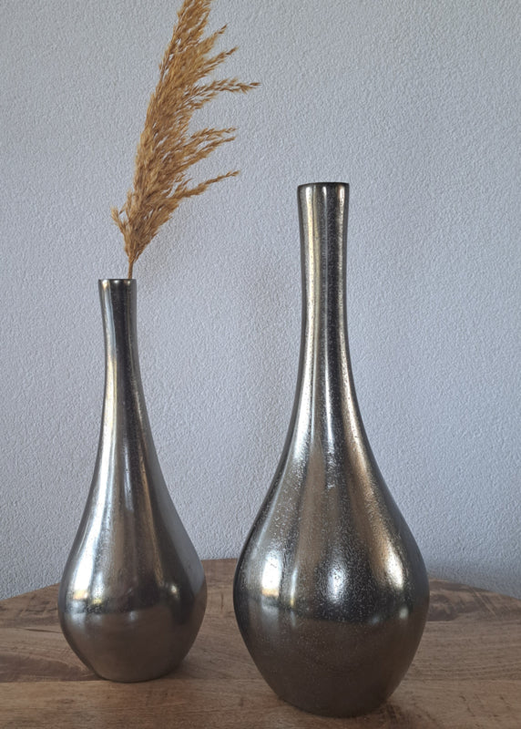 Aluminium bloemenvaas/ decoratieve vaas H33 cm