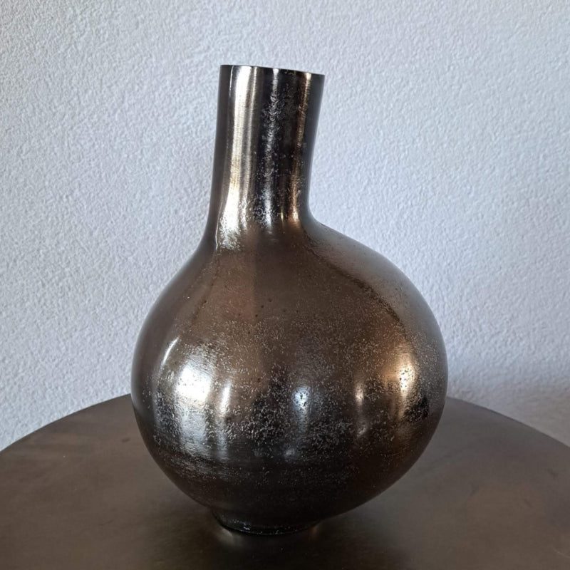 Aluminium vaas / decoratieve vaas antique nikkel H33