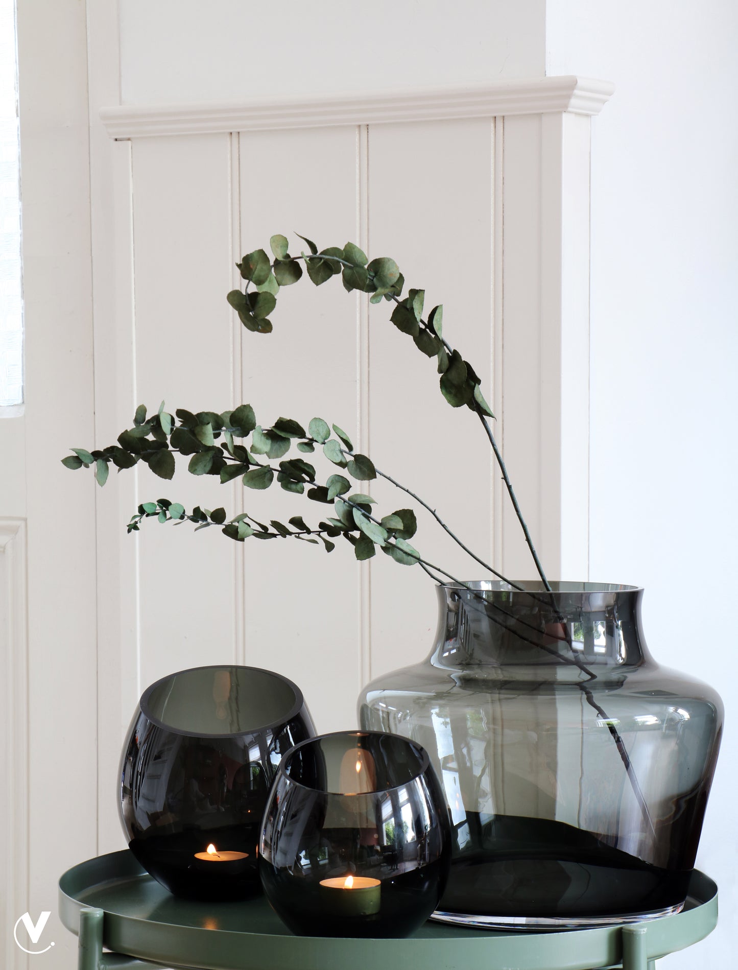 Vase The World glazen vaas Tasman Grey L