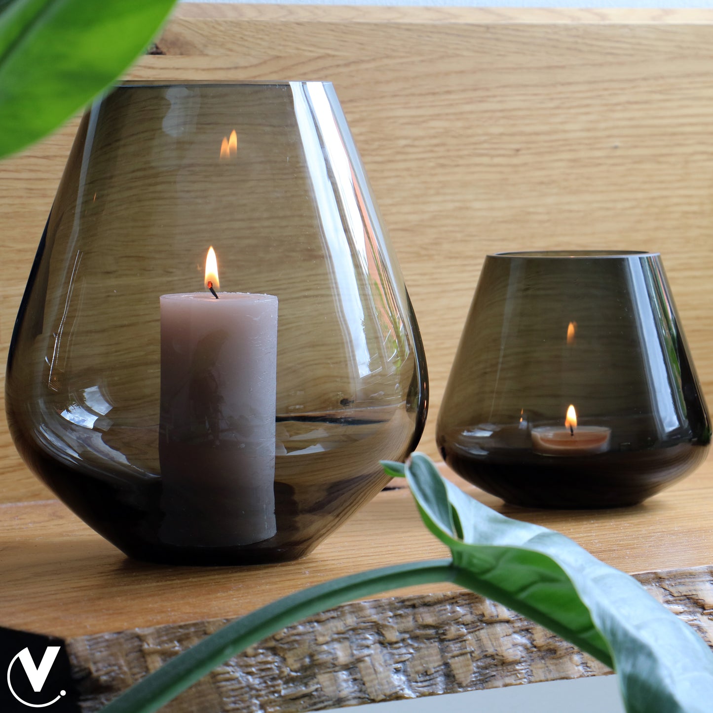 Vase The World glazen vaas Tasman Grey L