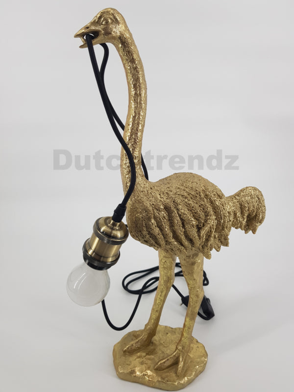 Mansion atmosphere Tafellamp struisvogel goud