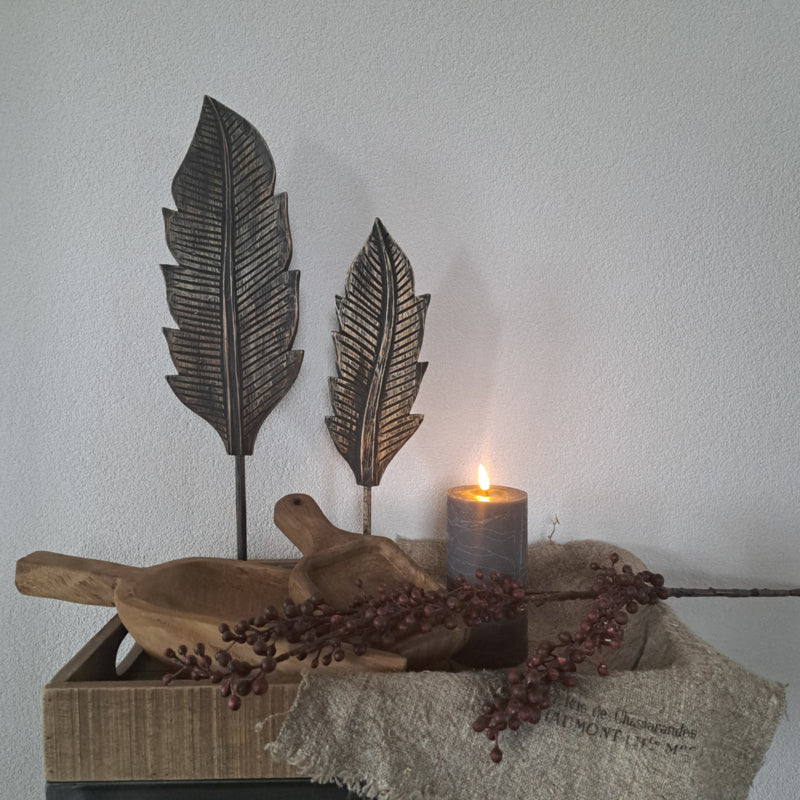 Houten veer Ornament ( groot )