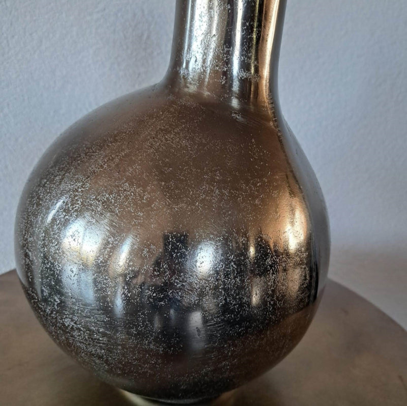 Aluminium vaas / decoratieve vaas antique nikkel H26