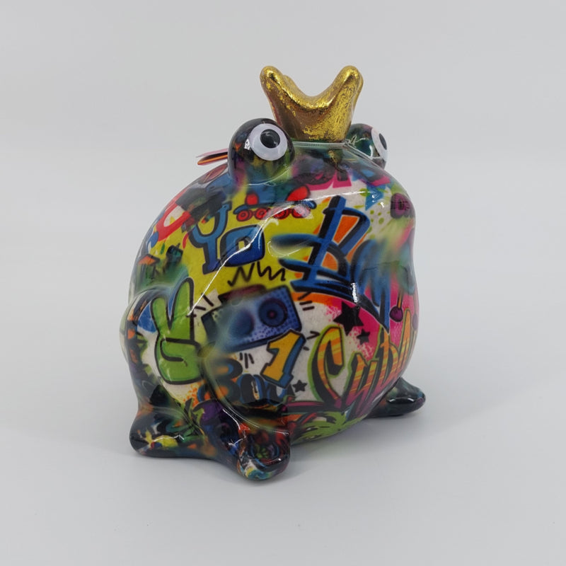 Pomme Pidou spaarpot Kikker Freddy – Keramische kikker spaarpot met street art design. Perfect als uniek cadeau. Ontdek het bij Dutchtrendz!"