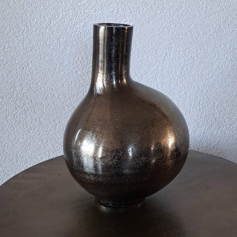 Aluminium vaas / decoratieve vaas antique nikkel H26