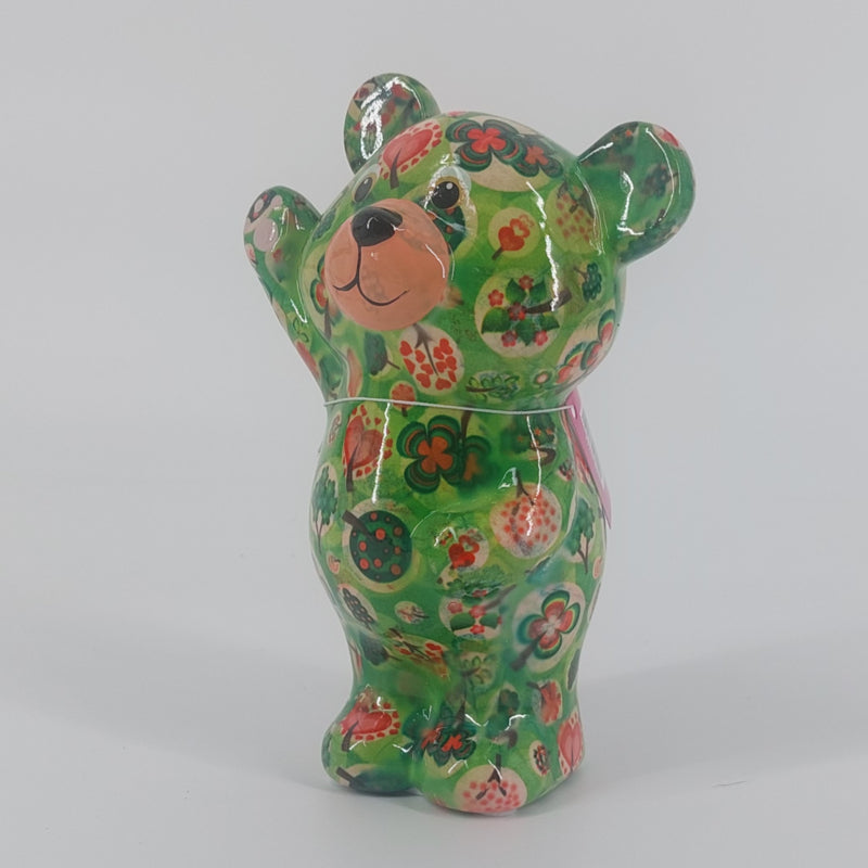 Pomme Pidou Spaarpot Regular Beer Tilou. Groen met plantjes.