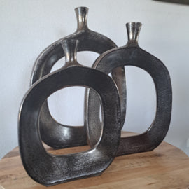 Aluminium Vaas / Ornament antique nikkel H57 cm