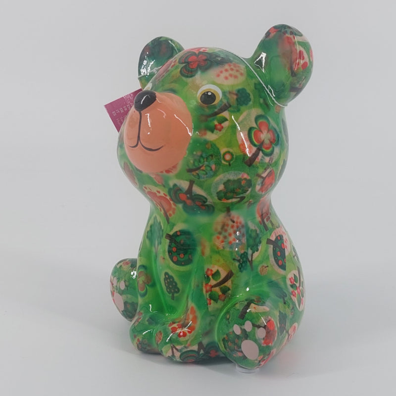 Pomme Pidou Spaarpot Regular Beer Tala. Groen met plantjes.