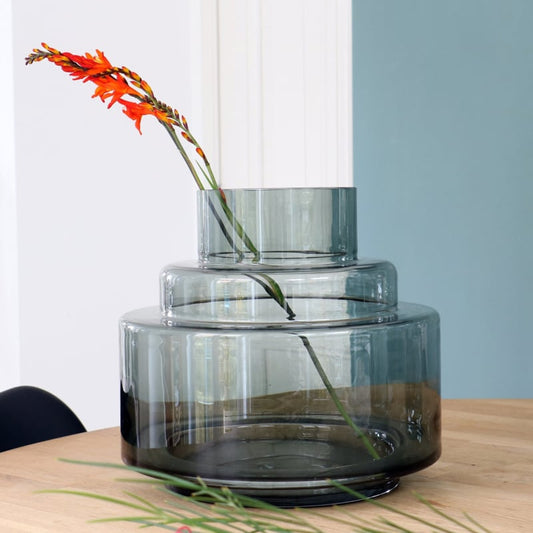 Glazen vaas Chari grey D23 x H20 cm Vase The World
