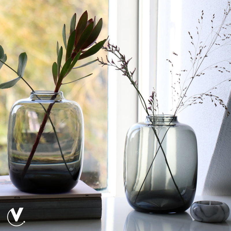 Vase The World vaas glas Kara Grey  XS D17 x H24 cm