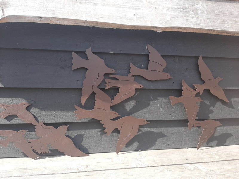 Set van 3 Vogelzwermen wand ( bruin coating)