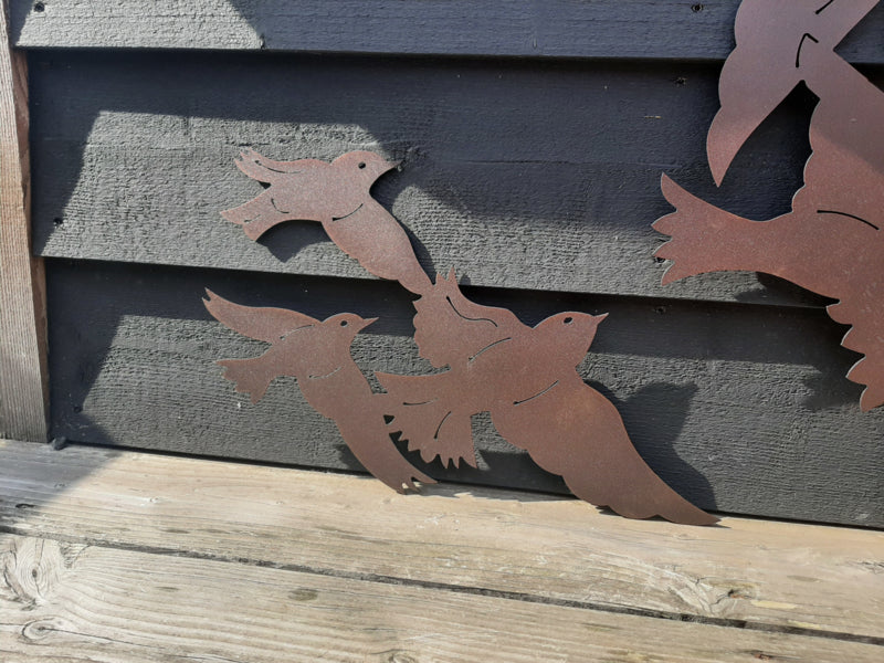 Set van 3 Vogelzwermen wand ( bruin coating)