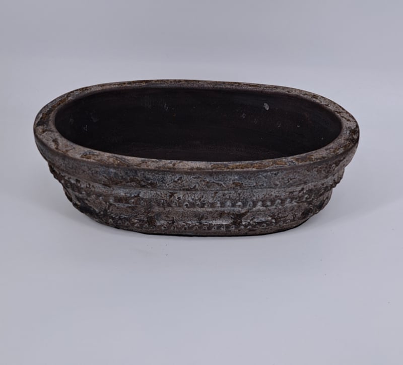 Ovale aardewerk plantenschaal / decoratieschaal