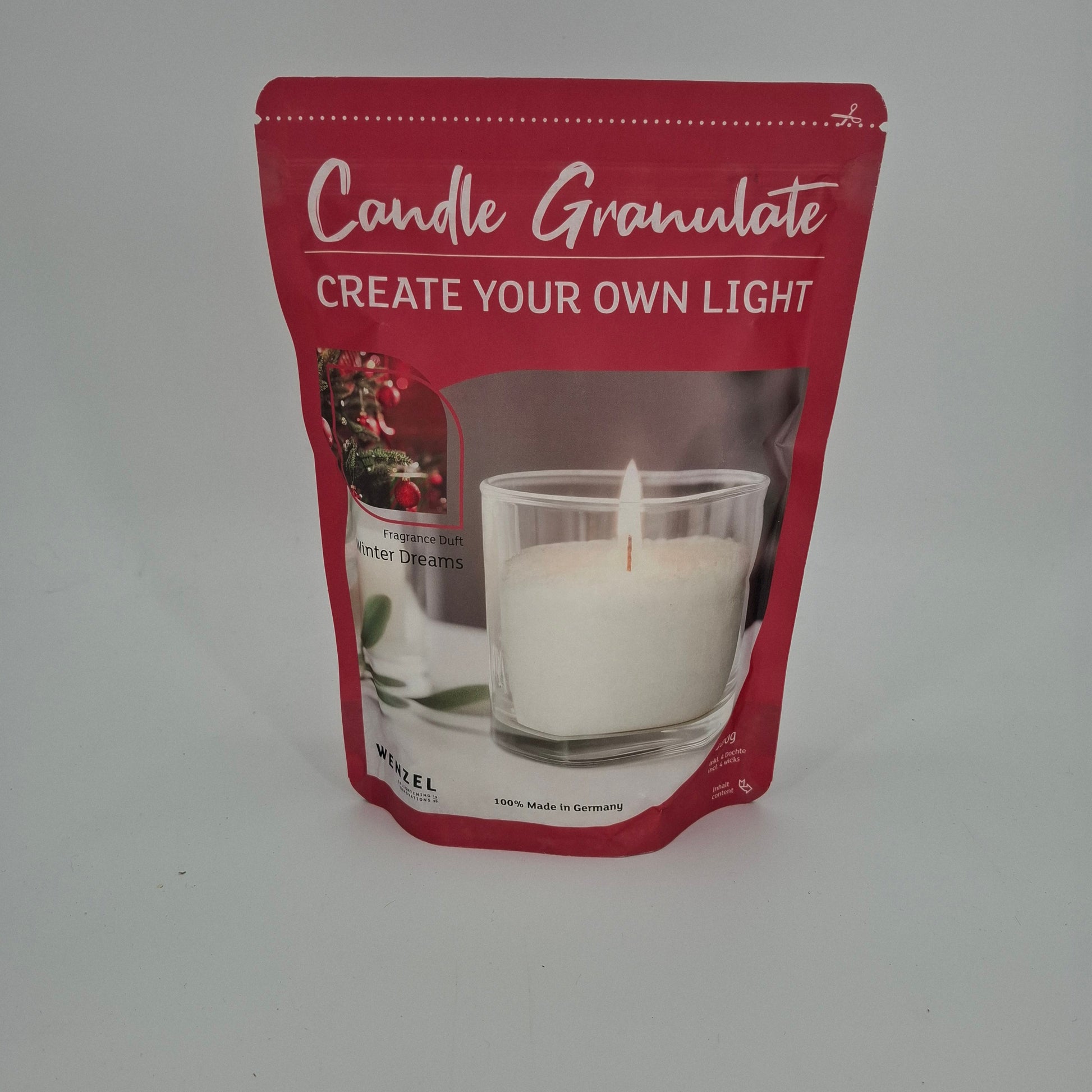 Zak met 400 gram neutraal kaarsenzand voor creatieve DIY kaarsenprojecten"