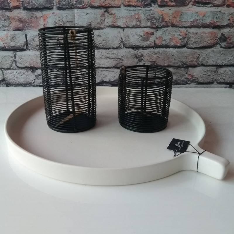 Zwarte metalen waxinelichthouder met modern design