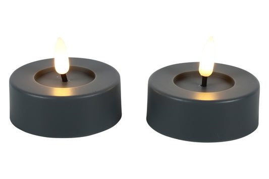 Led Maxi theelicht grijs D6.7 x H5.5 cm 2 stuks