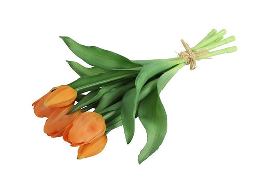 Kunst tulpen 5 stelen oranje