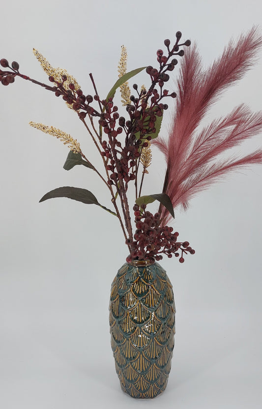 Elegante keramieken vaas in rustiek bruin, Mansion - Wolfsberg old colored – Ø15.5 x H35 cm."